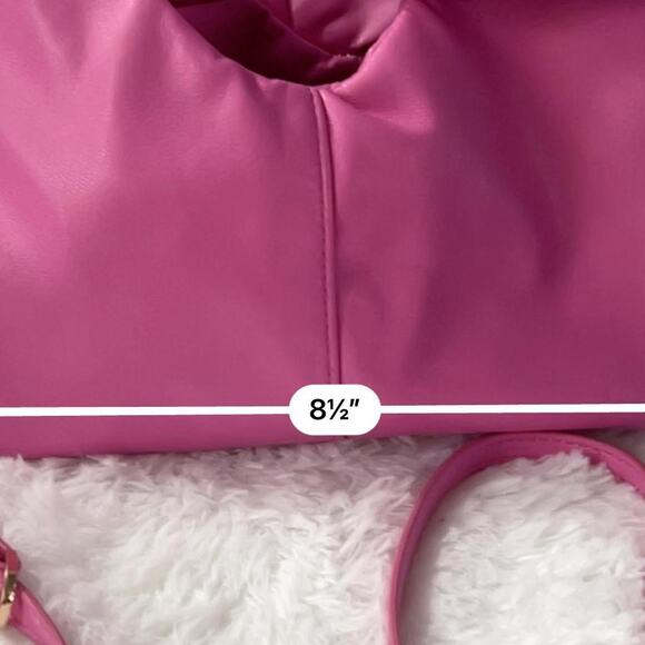 Barbie Pink Faux Leather Hobo Mini Bag Detachable Strap Two Way Crossbody Preppy - Picture 6 of 8